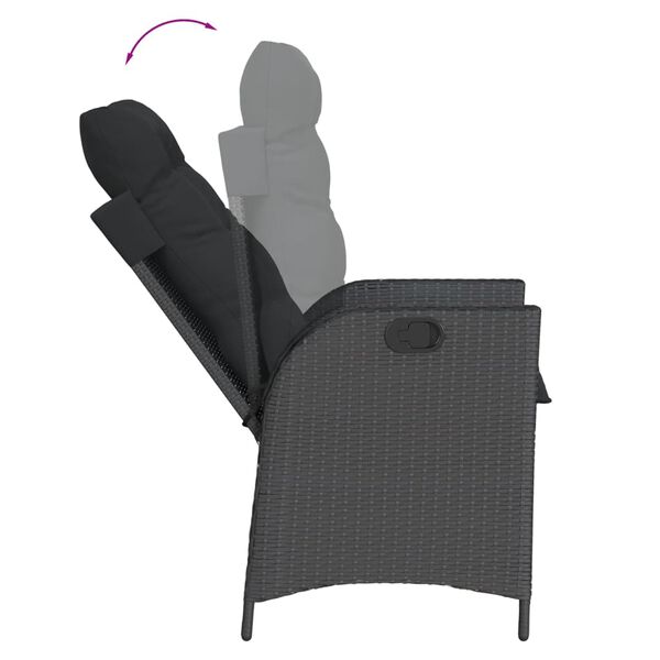 vidaXL Ensemble &agrave; manger de jardin coussins 5pcs Noir R&eacute;sine tress&eacute;e