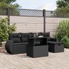 vidaXL Salon de jardin 6 pcs avec coussins noir r&eacute;sine tress&eacute;e