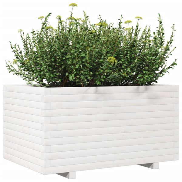 vidaXL Jardini&egrave;re blanc 90x60x49,5 cm bois de pin massif