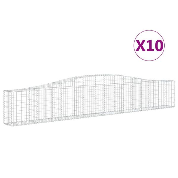 vidaXL Paniers à gabions arqués 10 pcs 400x30x60/80 cm Fer galvanisé