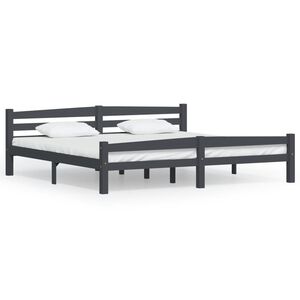 vidaXL Cadre de lit sans matelas gris fonc&eacute; pin massif 200x200 cm