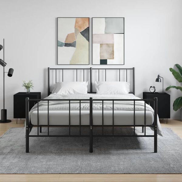 vidaXL Tables de chevet 2 pcs noir 40x40x50 cm bois d&rsquo;ing&eacute;nierie