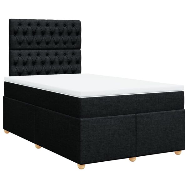 vidaXL Sommier &agrave; lattes de lit avec matelas noir 120x190 cm tissu