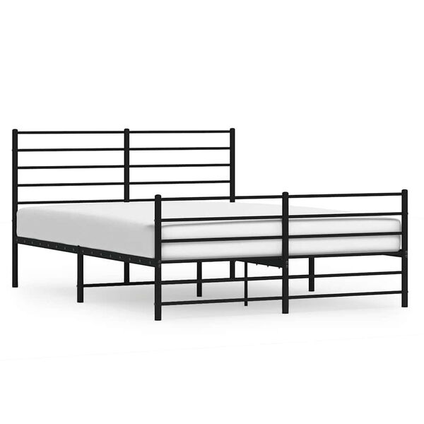 vidaXL Cadre de lit m&eacute;tal sans matelas avec pied de lit noir 140x200cm