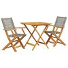 vidaXL Ensemble de bistro 3 pcs gris r&eacute;sine tress&eacute;e et bois massif