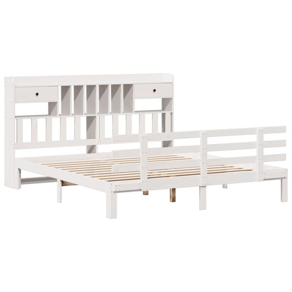 vidaXL Lit bibliothèque sans matelas blanc 180x200 cm bois pin massif