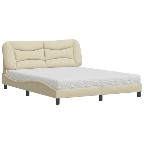 vidaXL Lit avec matelas Hvar cr&egrave;me 160x200 cm tissu