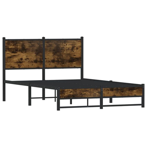 vidaXL Cadre de lit en m&eacute;tal sans matelas ch&ecirc;ne fum&eacute; 120x190 cm