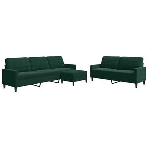vidaXL Ensemble de canap&eacute;s 3 pcs avec coussins Vert fonc&eacute; Velours