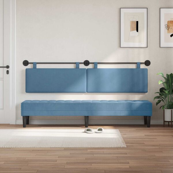 vidaXL T&ecirc;te de lit suspendue Montage mural Uni Bleu 210 x 55 x 5 cm