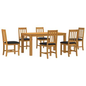 vidaXL Ensemble de salle &agrave; manger 7 pc Noir Bois de ch&ecirc;ne massif