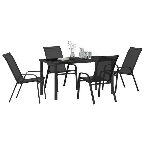 vidaXL Ensemble de salle &agrave; manger pour jardin 5 pcs Noir