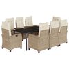 vidaXL Ensemble &agrave; manger de jardin et coussins 9 pcs beige Poly rotin