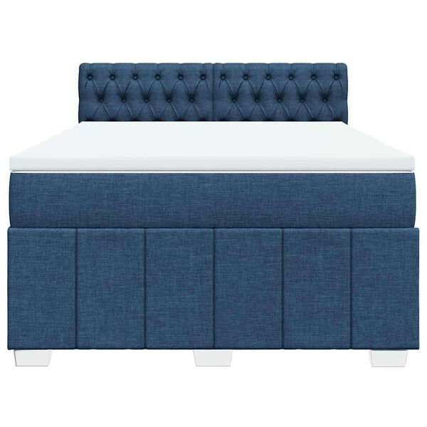 vidaXL Sommier &agrave; lattes de lit avec matelas Bleu 140x200 cm Tissu