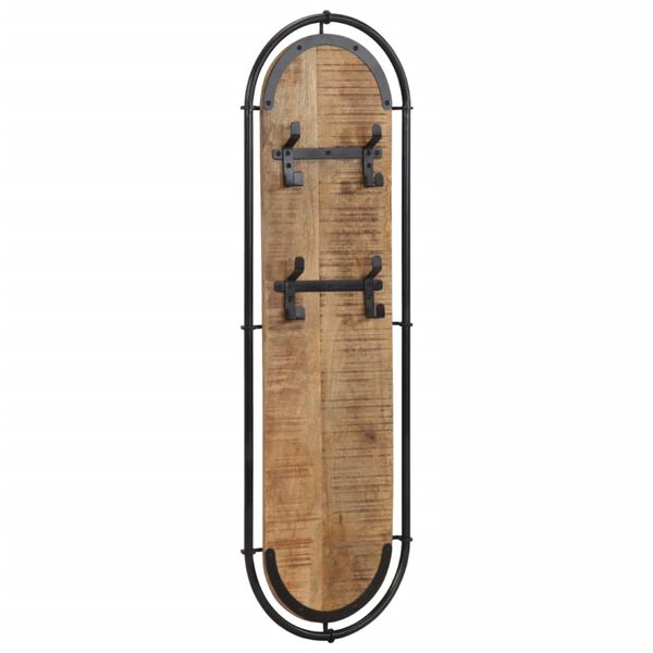 vidaXL Porte-manteaux muraux 4 crochets 2pcs bois massif manguier brut