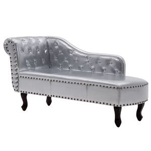 vidaXL Chaise longue Argent&eacute; Similicuir