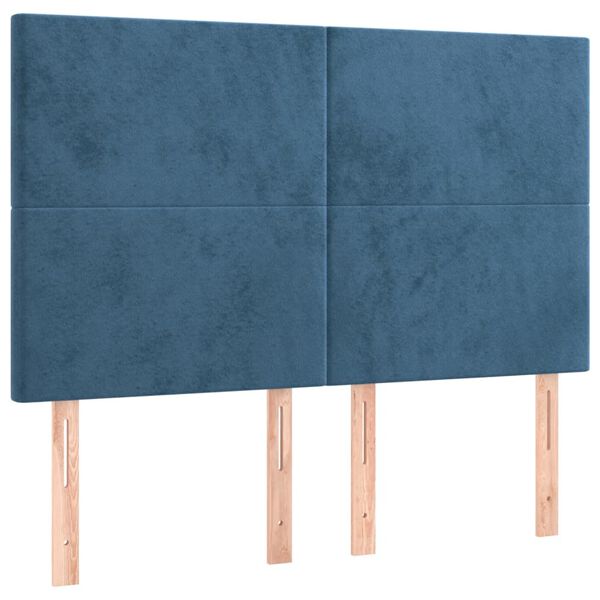 vidaXL Tête de lit Bleu foncé 144 x 5 x 118/128 cm Velours
