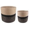 vidaXL Ensemble de Pots &agrave; Plantes 2 pcs Naturel et noir &Oslash; 28 x 28 cm
