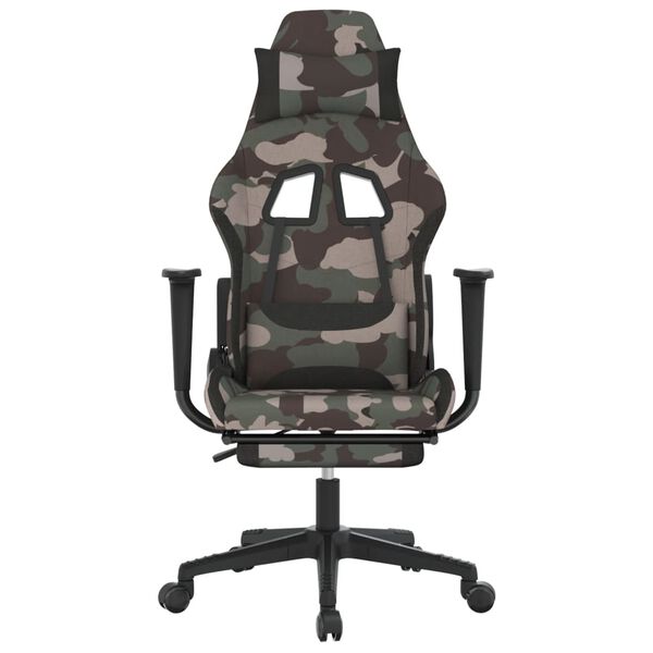 vidaXL Chaise de jeu de massage repose-pied Noir et camouflage Tissu