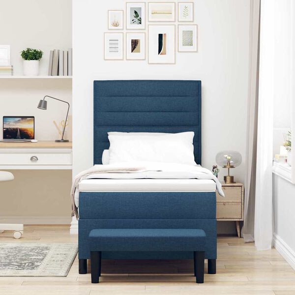 vidaXL Lit &agrave; ressorts avec matelas Bleu 90 x 200 cm tissu