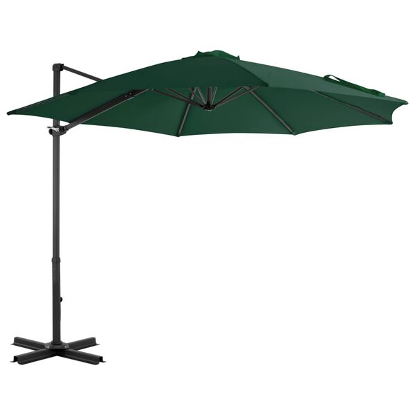 vidaXL Parasol de jardin en porte-&agrave;-faux et poteau en aluminium vert