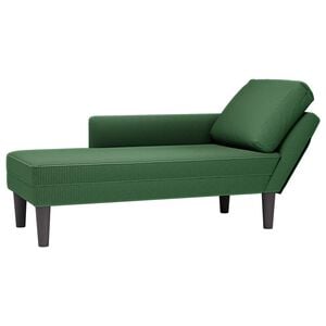 vidaXL Chaise longue avec coussin vert fonc&eacute; tissu en velours c&ocirc;tel&eacute;