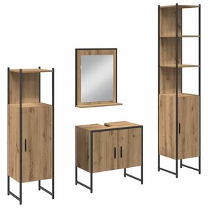 vidaXL Ensemble de mobilier de salle de bain avec porte 4 pcs Marron