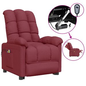 vidaXL Fauteuil &eacute;lectrique de massage Bordeaux Tissu