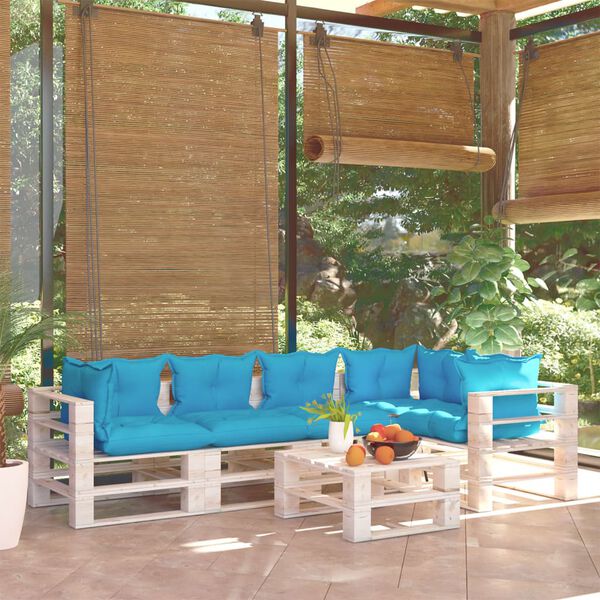 vidaXL Salon palette de jardin 6 pcs avec coussins bois de pin