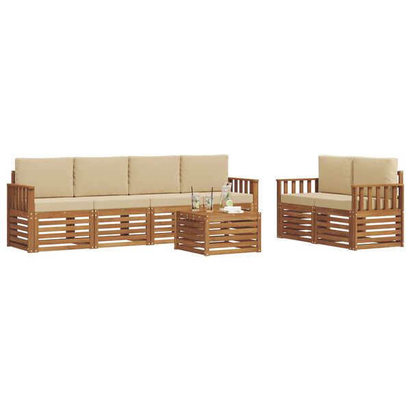 vidaXL Ensembles de canap&eacute;s avec coussin 7 pcs Naturel et Beige