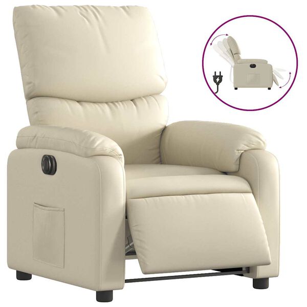 vidaXL Fauteuil inclinable &eacute;lectrique Cr&egrave;me Similicuir