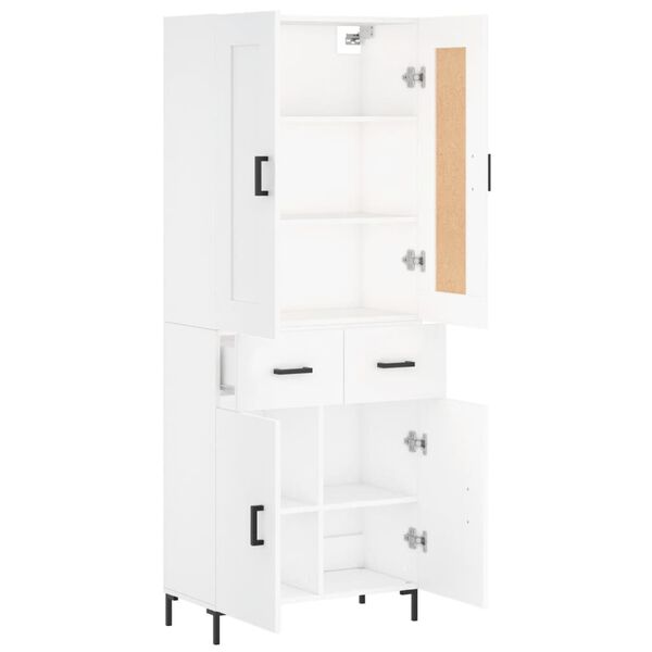 vidaXL Buffet haut Blanc 69,5x34x180 cm Bois d'ing&eacute;nierie