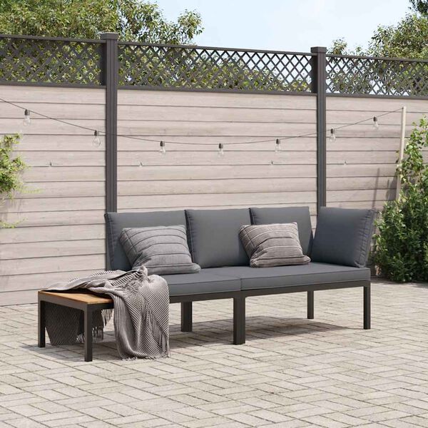 vidaXL Salon de jardin 2 pcs avec coussins noir aluminium