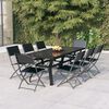 vidaXL Ensemble &agrave; manger de jardin 9 pcs Gris et noir