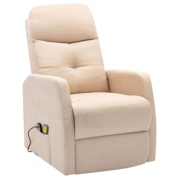 vidaXL Fauteuil de massage Cr&egrave;me Tissu