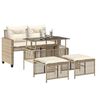 vidaXL Salon de jardin avec coussins 4 pcs beige r&eacute;sine tress&eacute;e verre