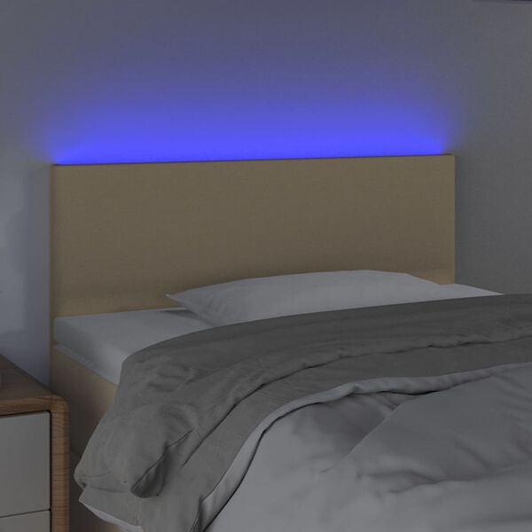 vidaXL T&ecirc;te de lit &agrave; LED Cr&egrave;me 80x5x78/88 cm Tissu