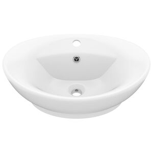 vidaXL Lavabo ovale de luxe &agrave; trop-plein Blanc mat 58,5x39cm C&eacute;ramique
