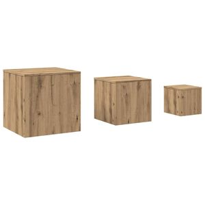 vidaXL Tables d'appoint 3 pcs ch&ecirc;ne artisanal bois d'ing&eacute;nierie