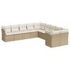 vidaXL Salon de jardin avec coussins 10 pcs beige r&eacute;sine tress&eacute;e