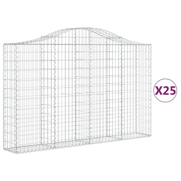 vidaXL Paniers &agrave; gabions arqu&eacute;s 25 pcs 200x30x120/140 cm Fer galvanis&eacute;