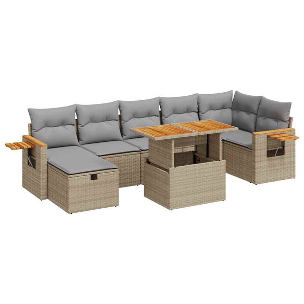 vidaXL Salon de jardin avec coussins 5 pcs beige r&eacute;sine tress&eacute;e