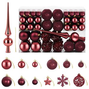 vidaXL Ensemble de boules de No&euml;l 111 pc Bordeaux 6 cm Polystyr&egrave;ne