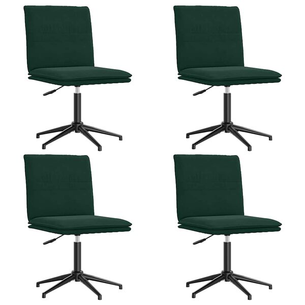 vidaXL Chaises &agrave; manger lot de 4 Vert fonc&eacute; Velours