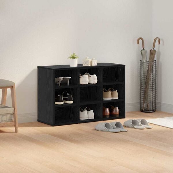 vidaXL Cabinet &agrave; chaussures avec &eacute;tag&egrave;re Ch&ecirc;ne noir 77,5 x 30 x 51 cm