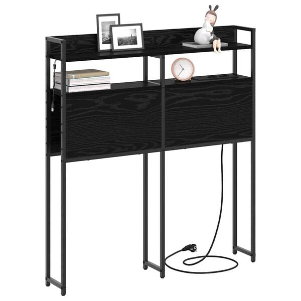 vidaXL T&ecirc;te de lit avec &eacute;tag&egrave;re Ch&ecirc;ne noir 90 cm Bois d'ing&eacute;nierie