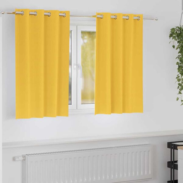 vidaXL Rideaux occultants avec anneaux 2 pcs Jaune moutarde