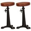 vidaXL Tabourets de bar lot de 2 marron cuir véritable et fonte