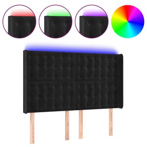 vidaXL T&ecirc;te de lit &agrave; LED Noir 147x16x118/128 cm Velours