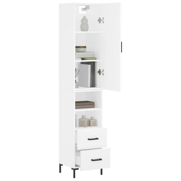 vidaXL Buffet haut Blanc 34,5x34x180 cm Bois d'ing&eacute;nierie